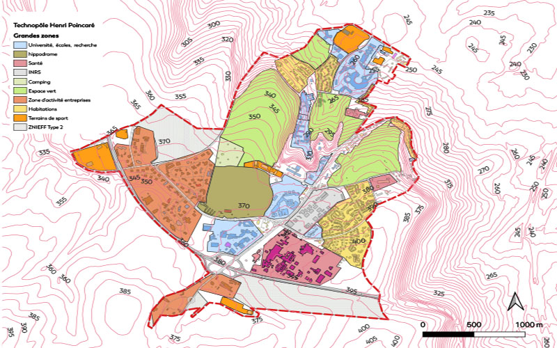 Les grandes zones du technopôle Henri Poincaré