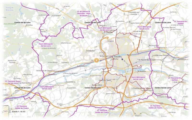 Le périmètre de Tours Métropole Val-de-Loire