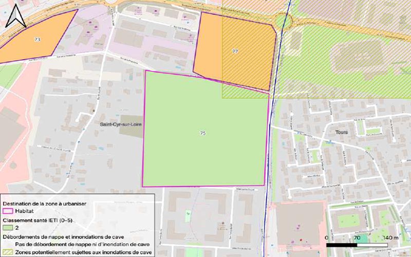Le risque inondation sur un des zones à urbaniser